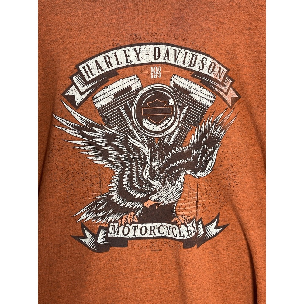 Harley Davidson Shirt Mens 2XL Orange Motorcycle Deadwood SD Biker Riding‎ Y2K